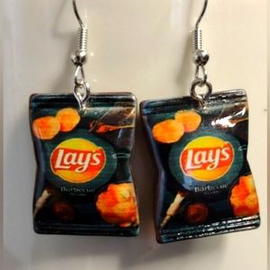 Barbecue Lays Earrings, Chip Earrings, Funny Earrings